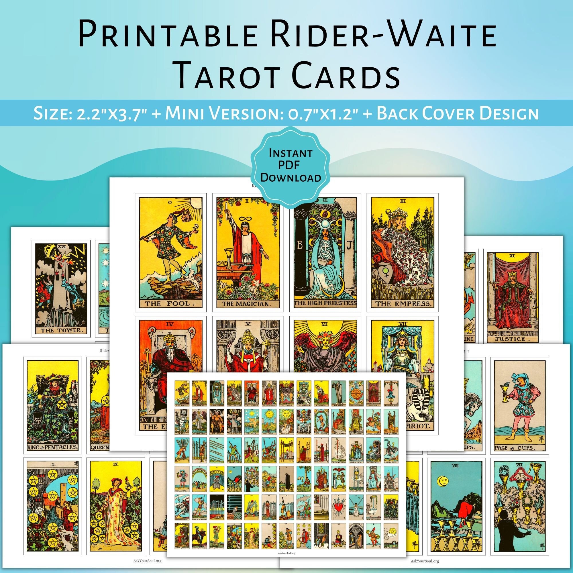 Tarot Deck Printable The Rider Waite Tarot Deck 78 Cards   Etsy